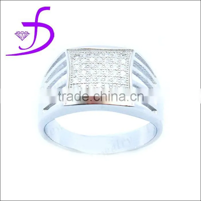 Wholesale 925 silver micro pave setting man rings gems