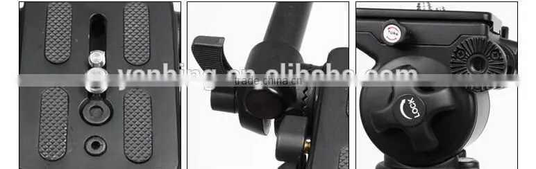 Professional video filming camcorder tripod with three dimensional damping ballhead