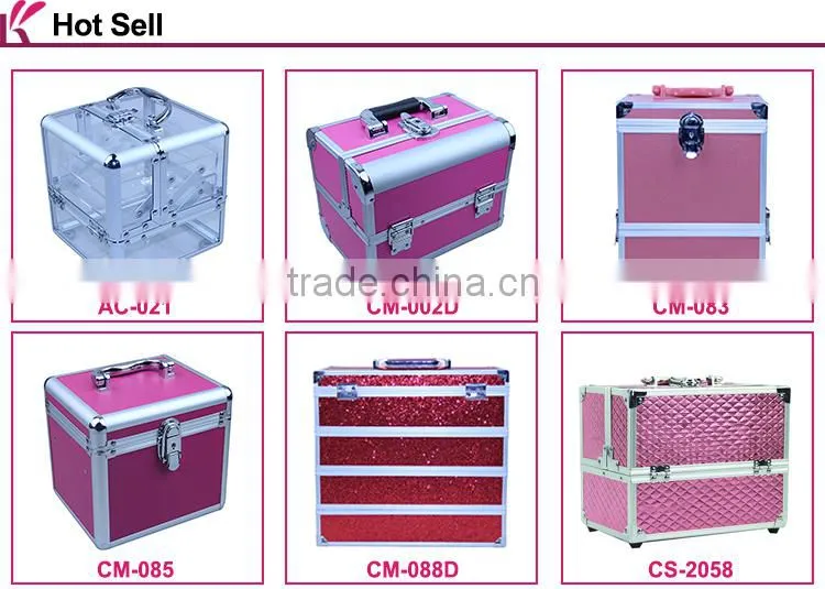 Elegant Pink Decorative Hard Shell Aluminum Frame Beauty Case