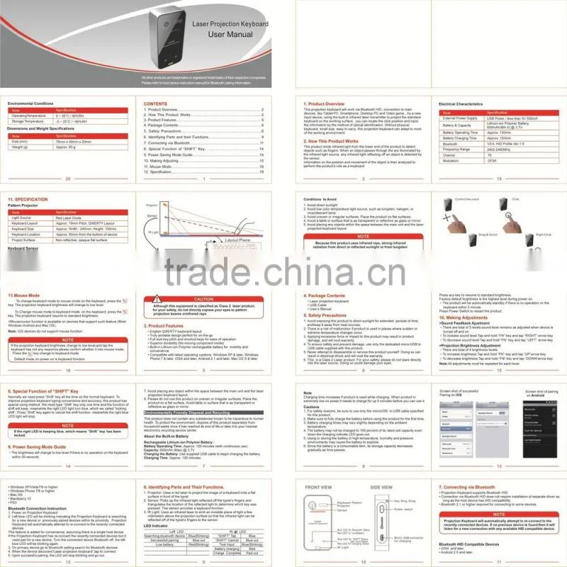 Hottest Keyboard Mouse Mini Bluetooth Virtual Laser Keyboard Mouse with Speaker