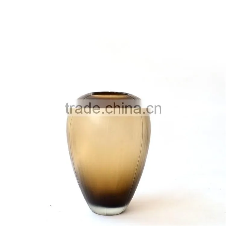 Handmade Vintage Italian Art Glass Murano Vase In Brown