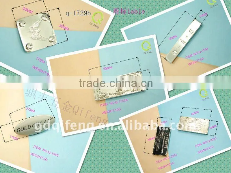 qifeng metal lables for shoes and handbags