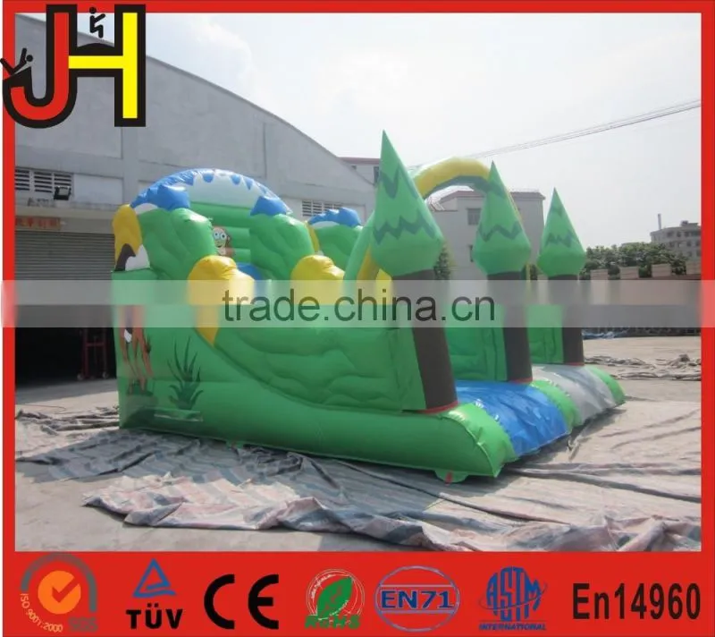 Green forest jungle jumper inflatable bouncer slide, forest water slide
