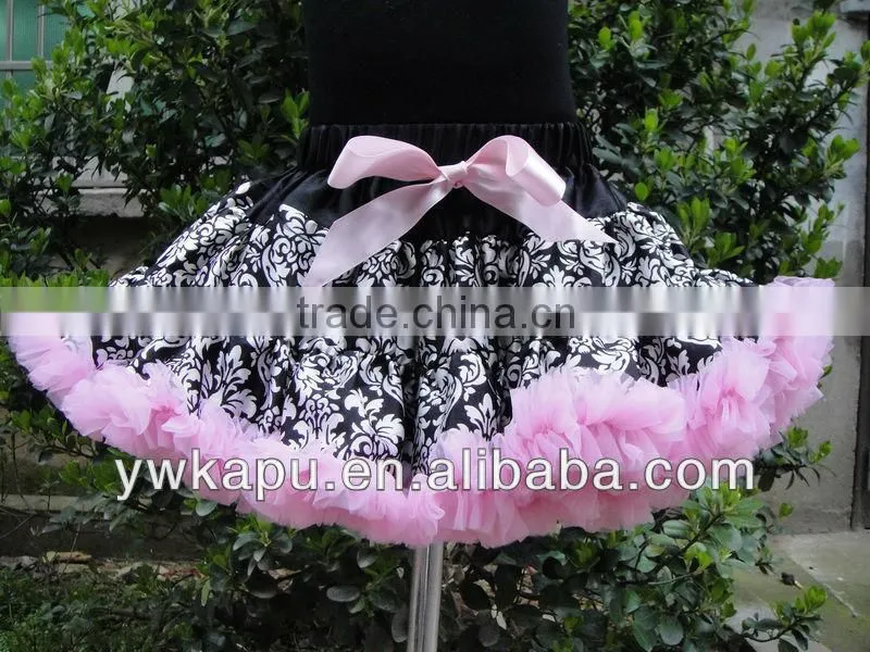 Romantic tutu fluffy tutu skirt with ribbon for kids satin tutus skirt