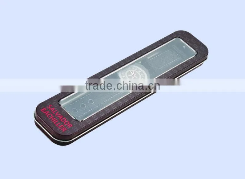 Size 273*65*25mm silver tin watch box with PVC window