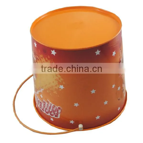 colored trash metal pail with handle