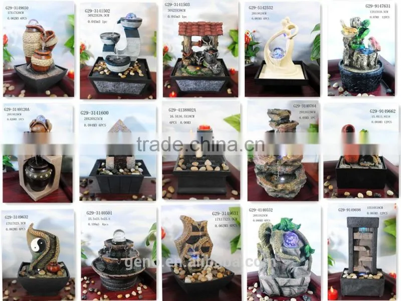Trade assurance polyresin crafts water fountain with wooden effective