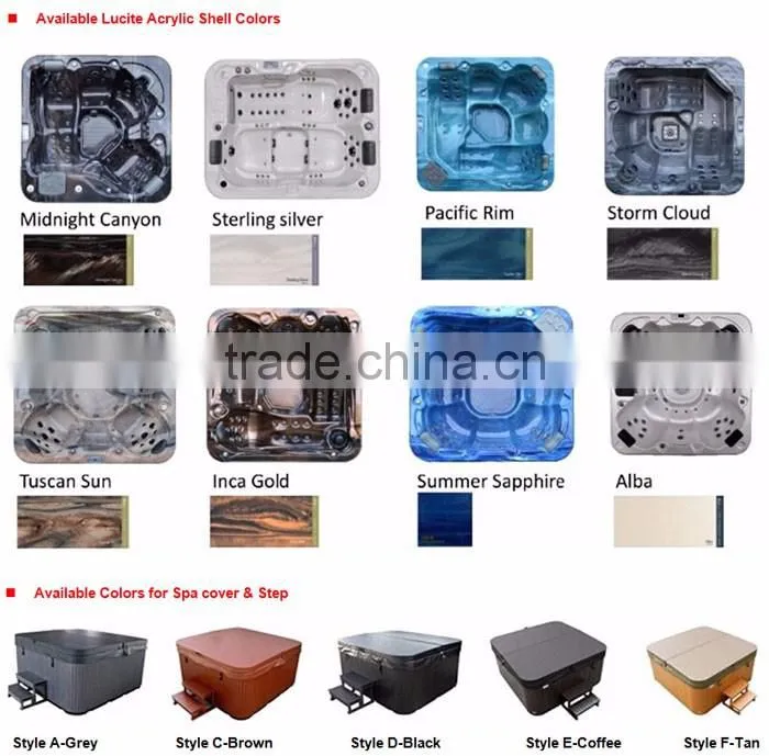 Lucite Color Options for outdoor Spa Jacuzi hot tubs