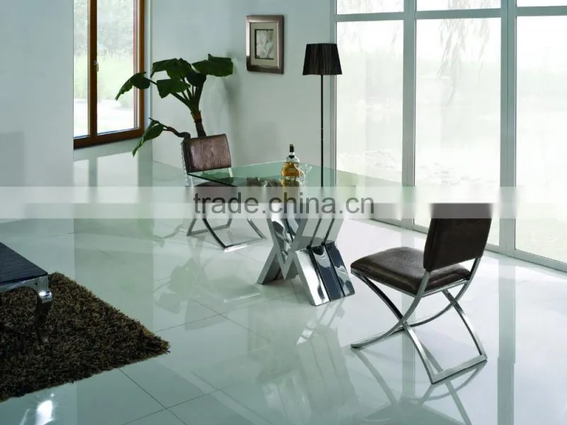 TH318 Modern Design Simple Square Dining Table with Glass Top