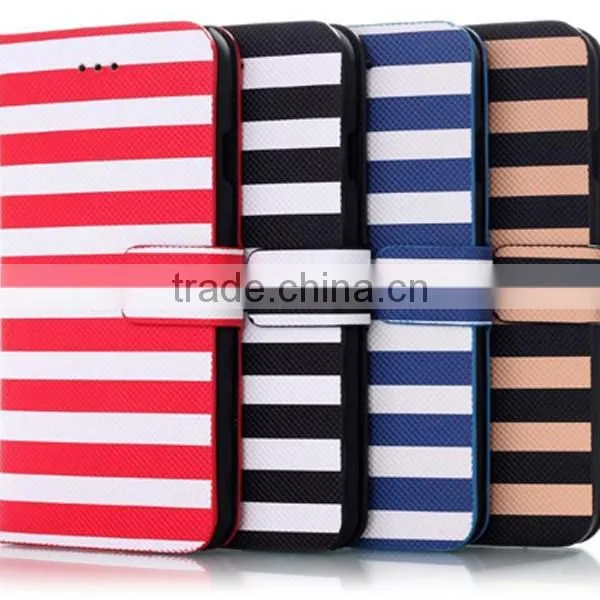 Stripe flip wallet leather case, smart phone leather case for iPhone6