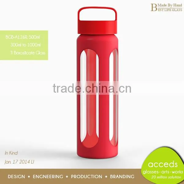 Customized Handmade Clear Glass Juice Bottle with Screw Cap