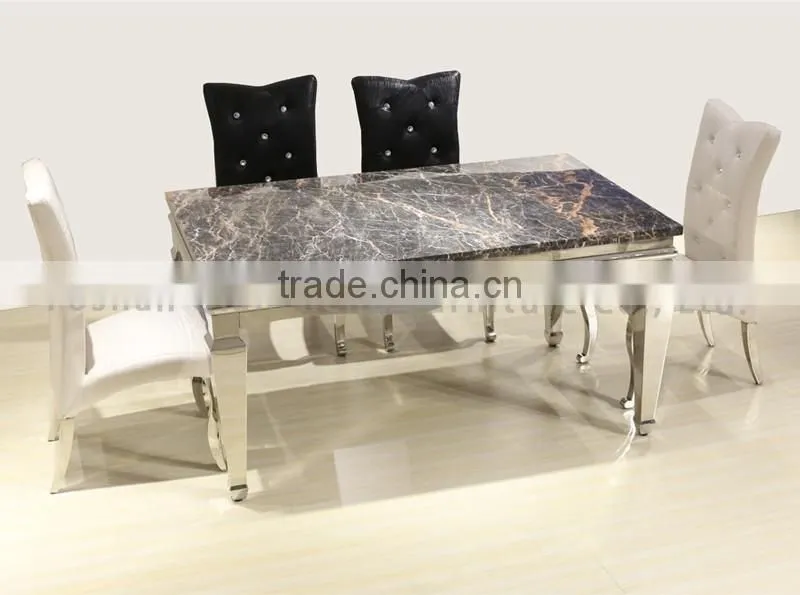 European style black marble dining table for 6 people