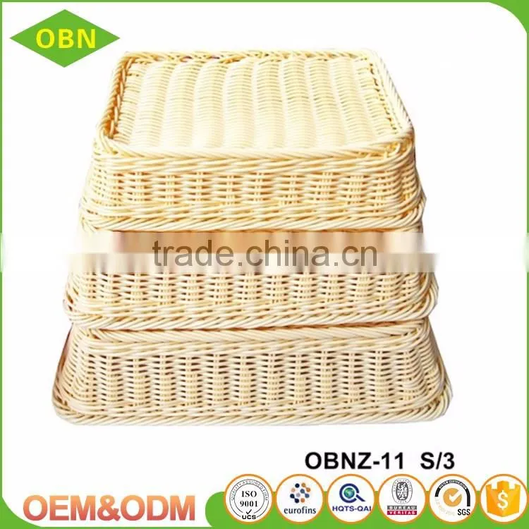 Custom cheap stackable woven heated durable rising square plastic bread fruit basket