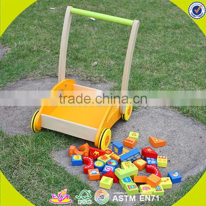 wholesale educational wooden baby walking toys high quality wooden baby walking toys with building blocks W16E017-S
