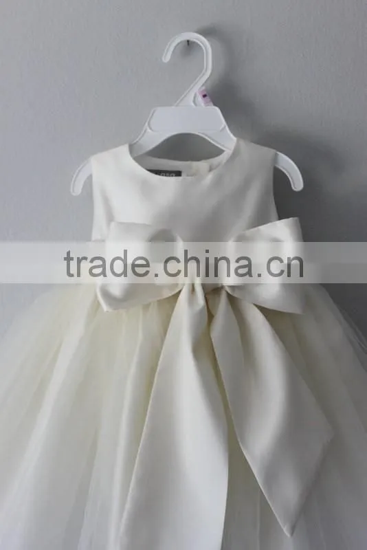 Perfect Special Occasion Flower Kids Girls Dress With Tulle Skirt Girls Tutu Dress Bow At Back Beautiful Model 2016 HSD5838