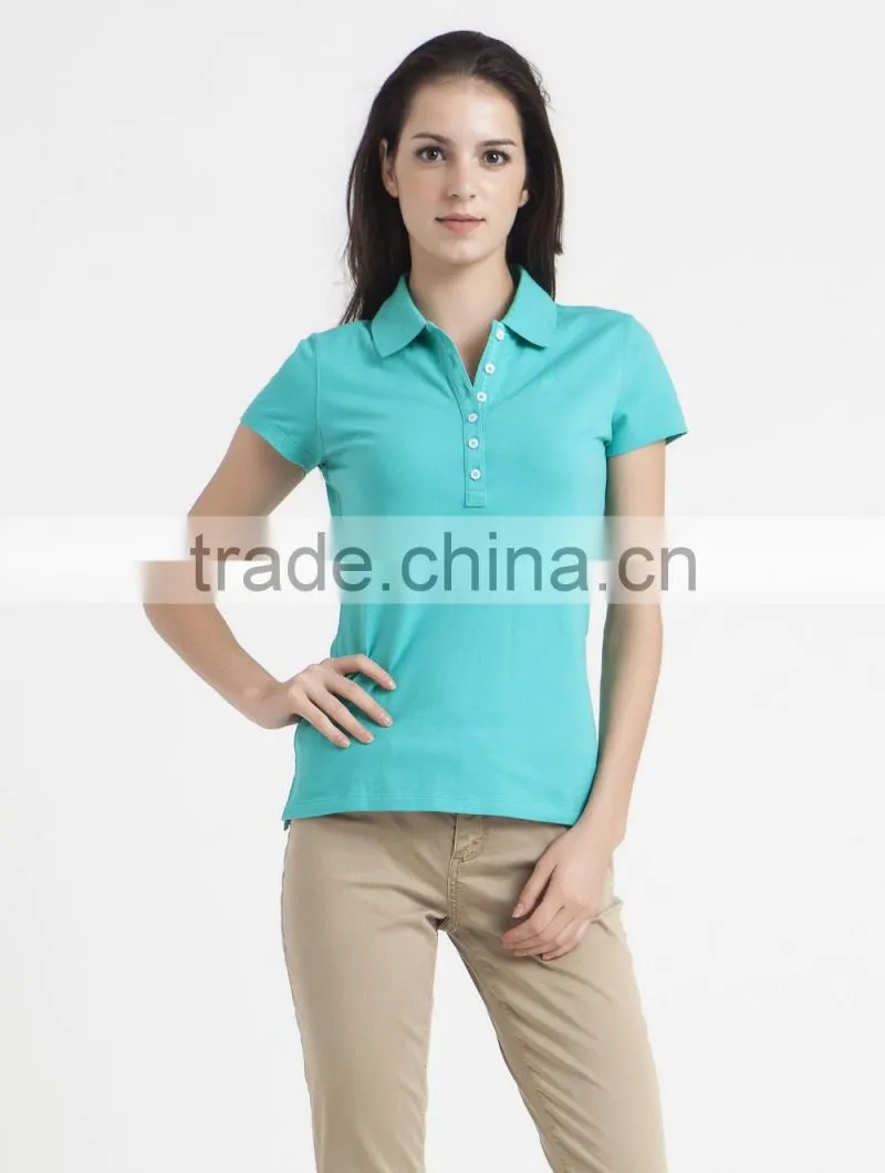 New design plain blank ladies polo .custom women polo