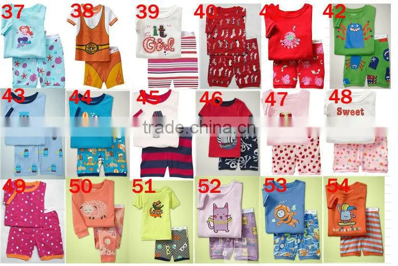 girls pink cute fish pattern pajamas sets baby cotton short sleeve sleep wear summer pyjamas