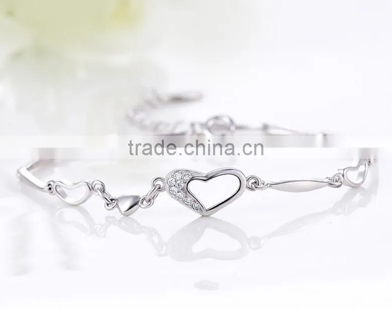 F20086N Hot Sale Latest silver painted heart bracelet Valentine's Day jewelry