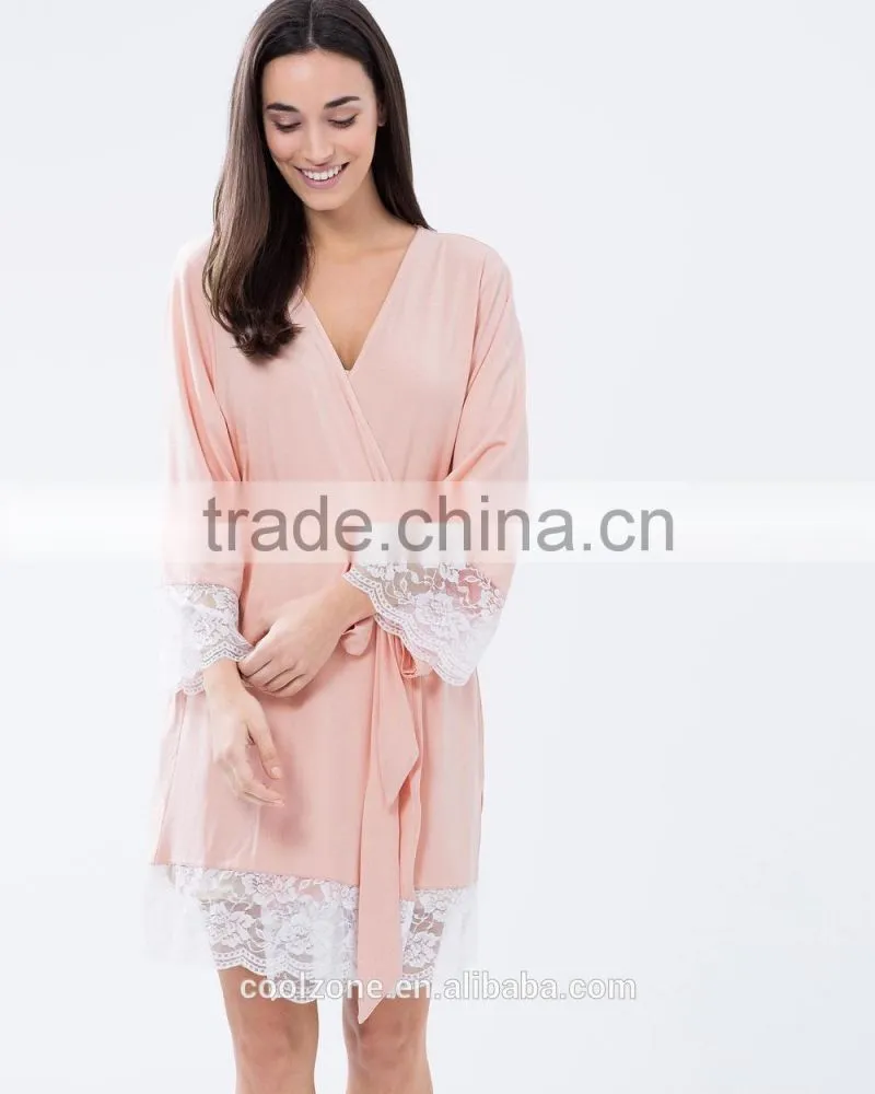 Relaxed fit wrap front comfortable bamboo bathrobe wholesale luxury bathrobe