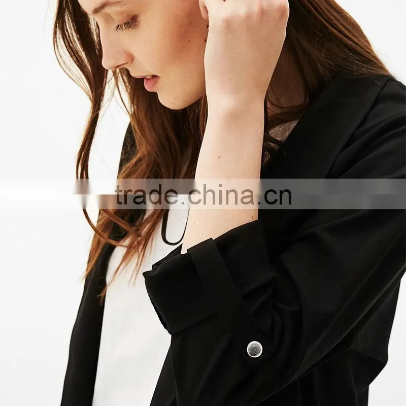 Career ladies medium length loose fit solid linen spring blazers womens