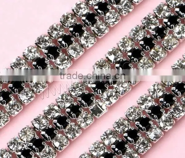 two tone nickel hand jewelry catenary Brass Rhinestone Cup Chain