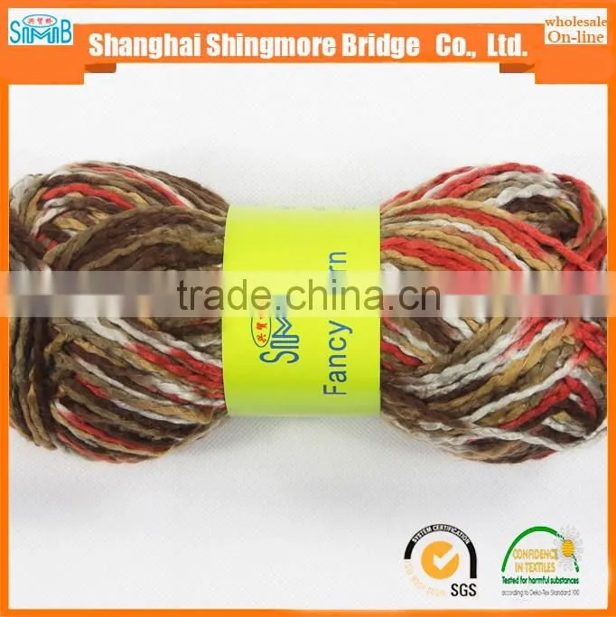 China knitting yarn factory wholesale oeko tex long space dyed acrylic ripple yarn hand knitting scarf yarn in low price