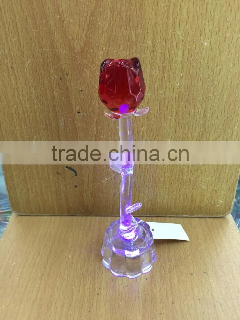 Crystal Flower With Led Light Base for Wedding Souvenir or Gift