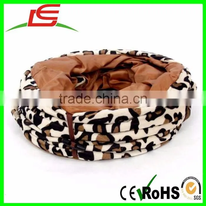 Foldable Leopard Print Plush Pet Cat Tunnel Toys