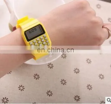 2017 Fashion Digital calculator with LED Watch Function Casual Silicone Sports For Kids Children Multifunction Calculating