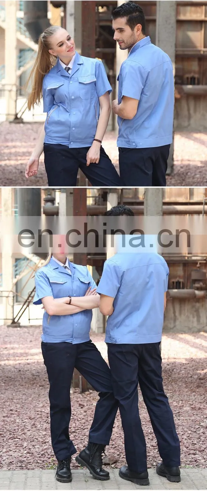 China Manufacturer Polyester Men Work Overalls Summer Work Coveralls with Short Sleeve