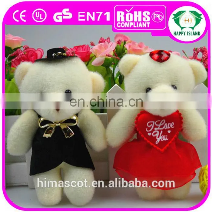 HI CE Cute Valentine mini stuffed animel teddy bear key chain, small plush toys wholesale