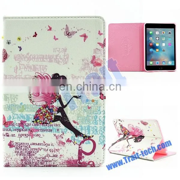 Diamond Studded Magnetic Buckle Flip Stand TPU+PU Leather Case for iPad Mini 4