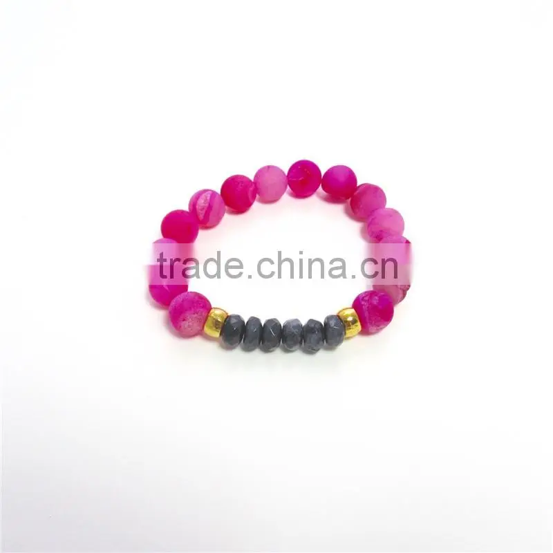 FULL-0318 Latest jewelry men druzy beads stone rainbow bracelet in bulk