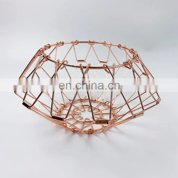 mini foldable basket collapsible home kitchen counter top decor metal fruit basket stand bowl storage