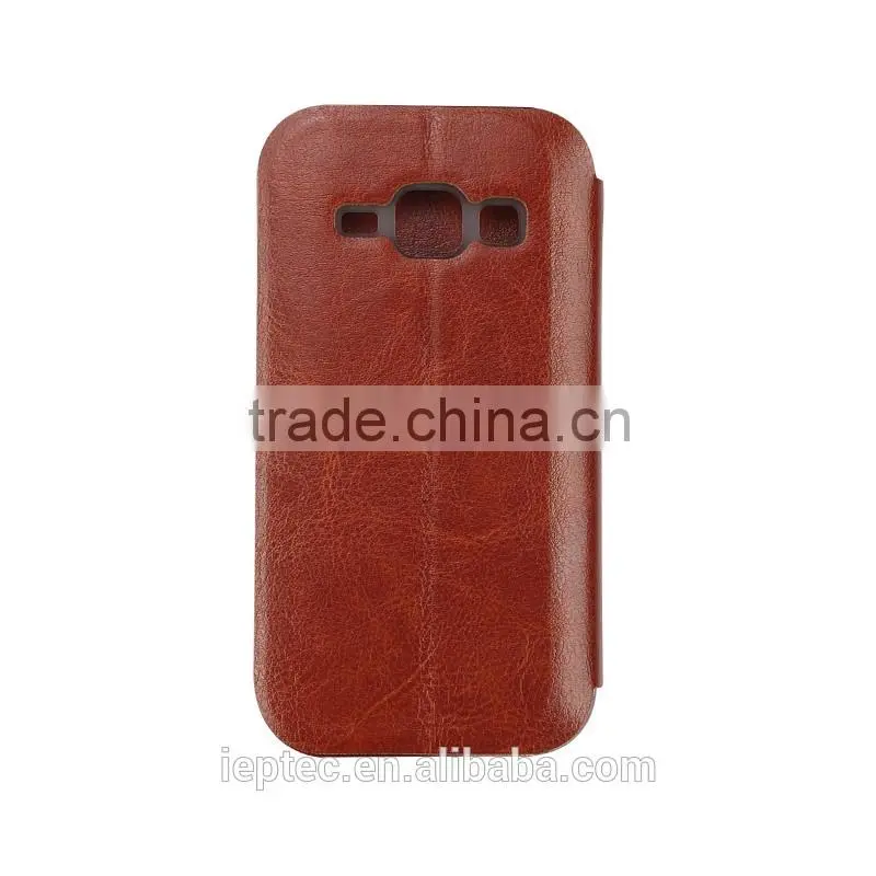 MOFi Hot Sale PU Leather Flip Cell Phone Cover Case for Samsung GALAXY J1, SM-J100, Soft TPU Protective Case