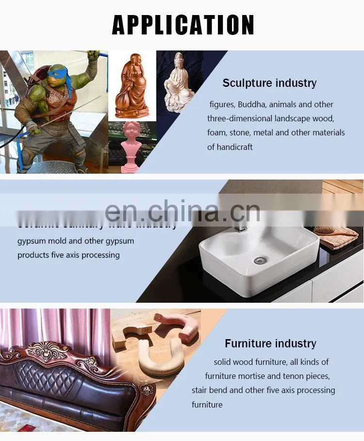 Wood Mould and Carving Woodworking CNC Router Machine 5 Axis 360 Degree Swing Wood Milling Machine