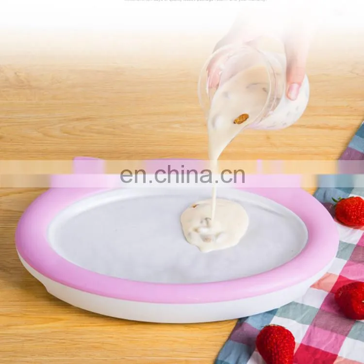 Amazon Manual Portable Homemade Home Use Mini Yogurt Rolled Ice Cream Maker with 2 Spatulas for Kids