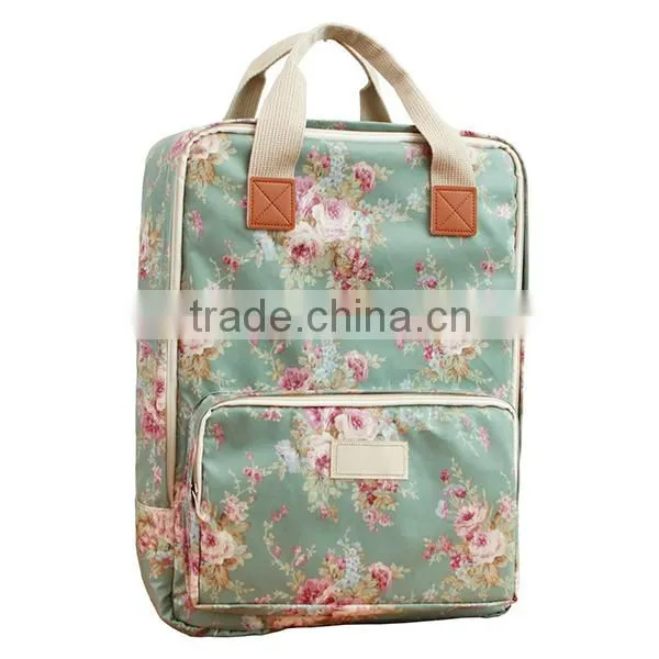 Brand Designer Flower Printing Diaper Backpack Waterproof Oilcloth Diaper Backpack Bags 2015