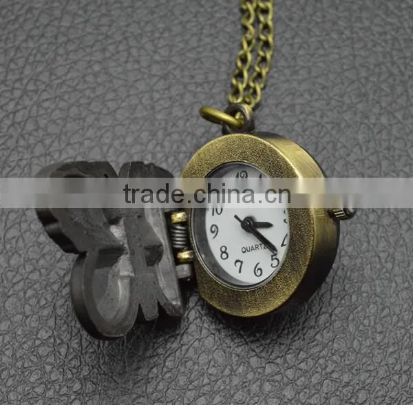 world cup 2014 watches retro fashion butterfly style necklace chain quartz pocket watch