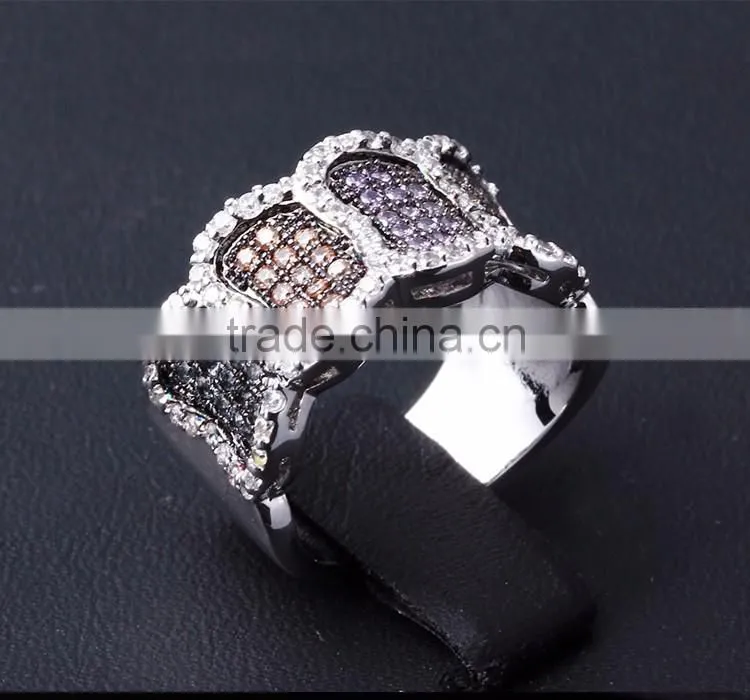 Good Price Item Jewelry Fashion Zircon Colorful Party Ladies Unique Brass Ring