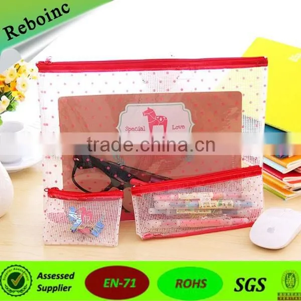 Clear PVC Pencil Packing Bag Plastic Zip Top slider zipper pvc pencil bag for kids