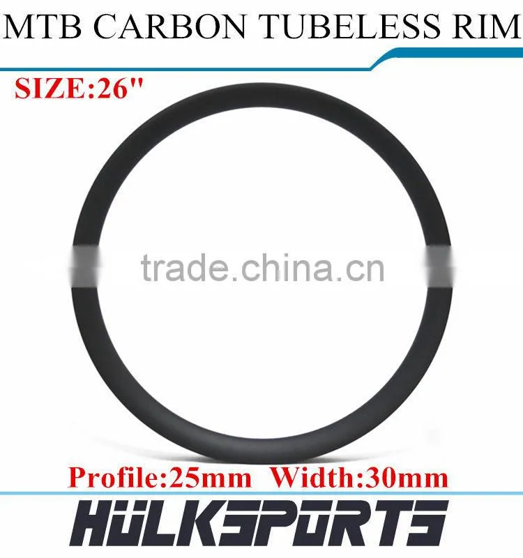 Bicycle Carbon Rims 26ER Mountain Bicycle Rim Hookless 30mm Width Tubuless Carbon Rims For Sale