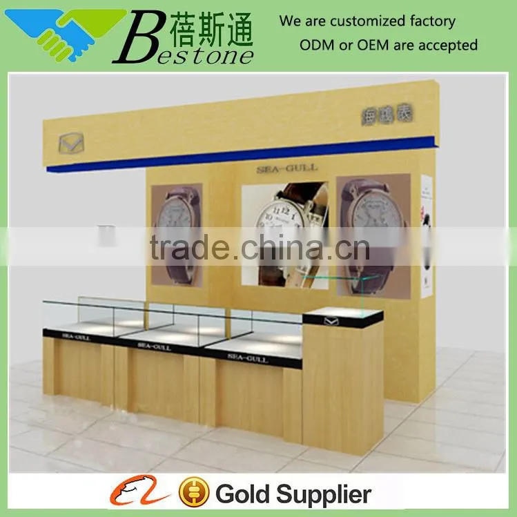 maple wood glass counter watch showcase for retail store displays