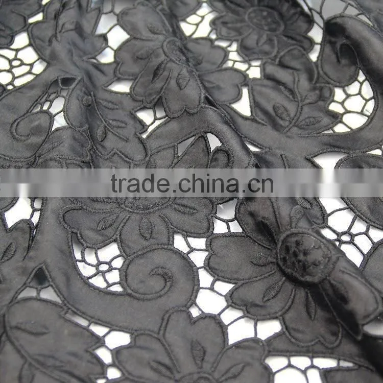 Factory direct sale water soluble chemical printing 100%polyester guipure lace design embroidery