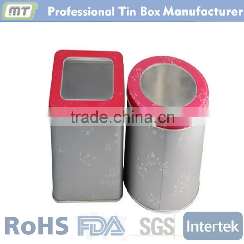 small metal tin box / small metal box with window top