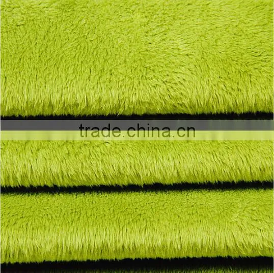 fabric for kid toy /Super soft high quality stock fabric 100 polyester fleece fabric plain green fleece velvet