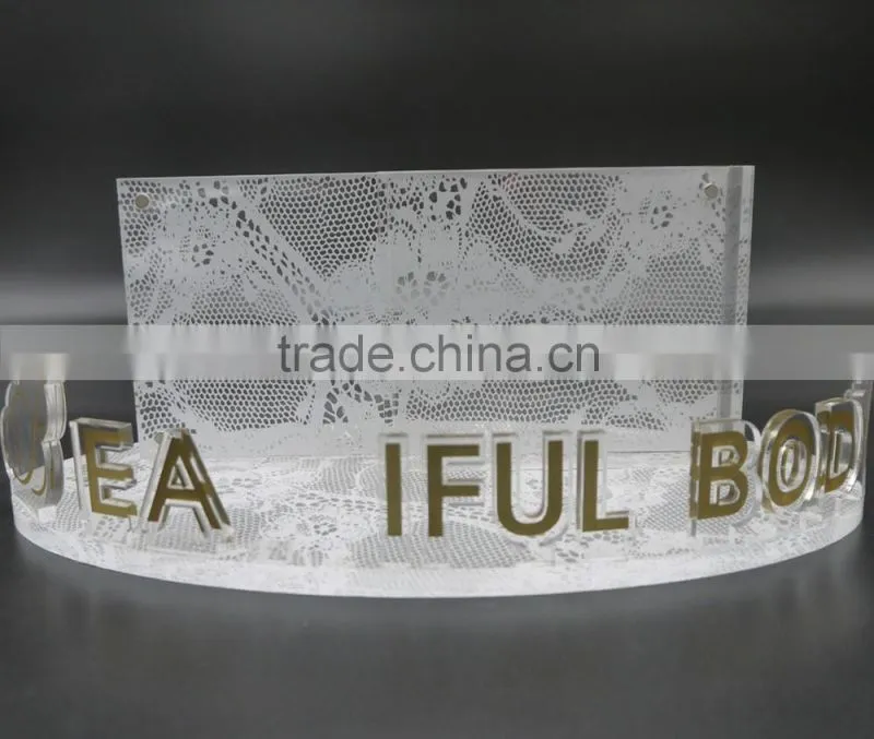 custom silk screen printing plexiglass/acrylic/PMMA retial counter cosmetic leaflet pocket display stand,table brochure holder