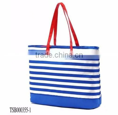 2016 New designer big size high quality canvas navy blue stripes shoulder bags