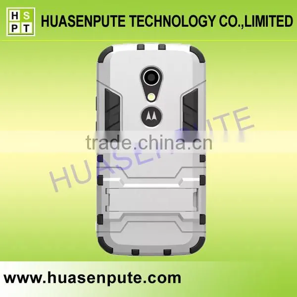 Wholesale 3 in1 Robot Silicon Rubber + Hard Plastic Stand Case for Moto G2