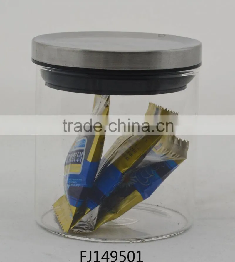 high quality metal cap decorative glass storage jars